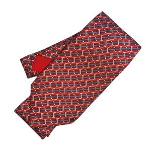 Hermes Red Patterned Silk Tie